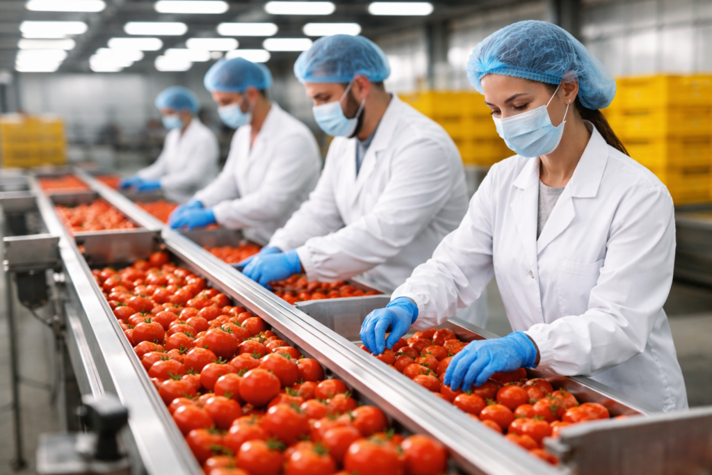 manipuladores de alimentos trabajando